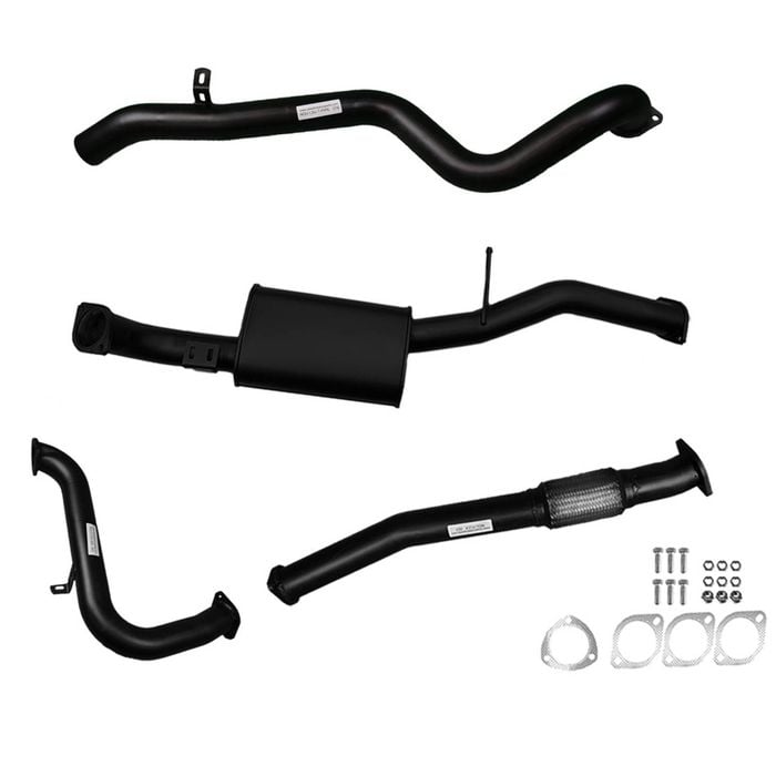 Ignite Exhausts Turbo Back For Nissan Gu Patrol 3l Leaf Spring Ute 3" No Cat With Muffler Black Aluminised Steel