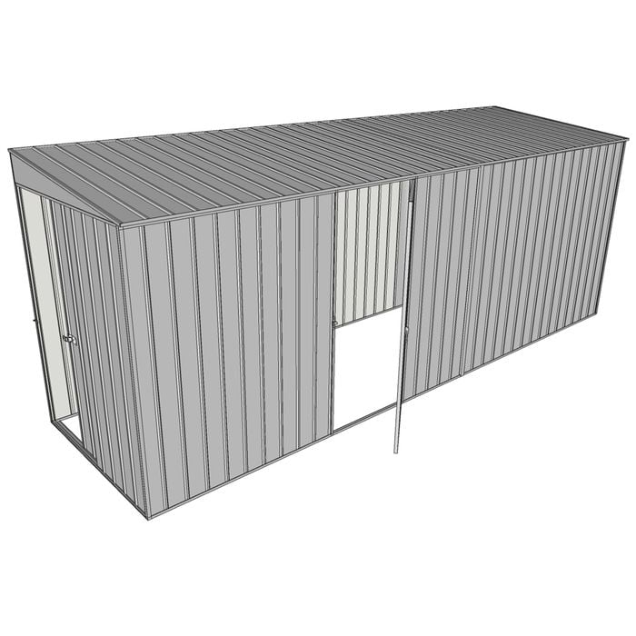 Build-a-Shed 1.5 x 5.2 x 2m Sliding Door Tunnel Shed with Hinged Side Door - Zinc