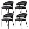 Artiss Dining Chairs Set of 4 Leather Hollow Armchair Black