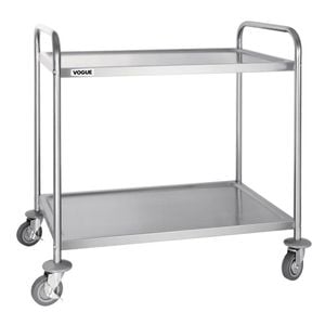 Vogue Stainless Steel 2 Tier Clearing Trolley Large 930x855x535mm Commercial Kitchen Storage