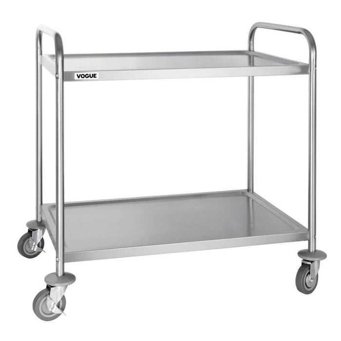 Vogue Stainless Steel 2 Tier Clearing Trolley Large 930x855x535mm Commercial Kitchen Storage
