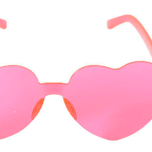 Heart Sun Glasses Metal Frame Costume Pink
