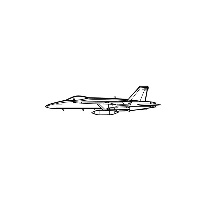 Ignite Laser F/A-18 Hornet - Multirole Fighter Aircraft Silhouette Metal Wall Art Rustic Metal 23.6 inch - 60 cm