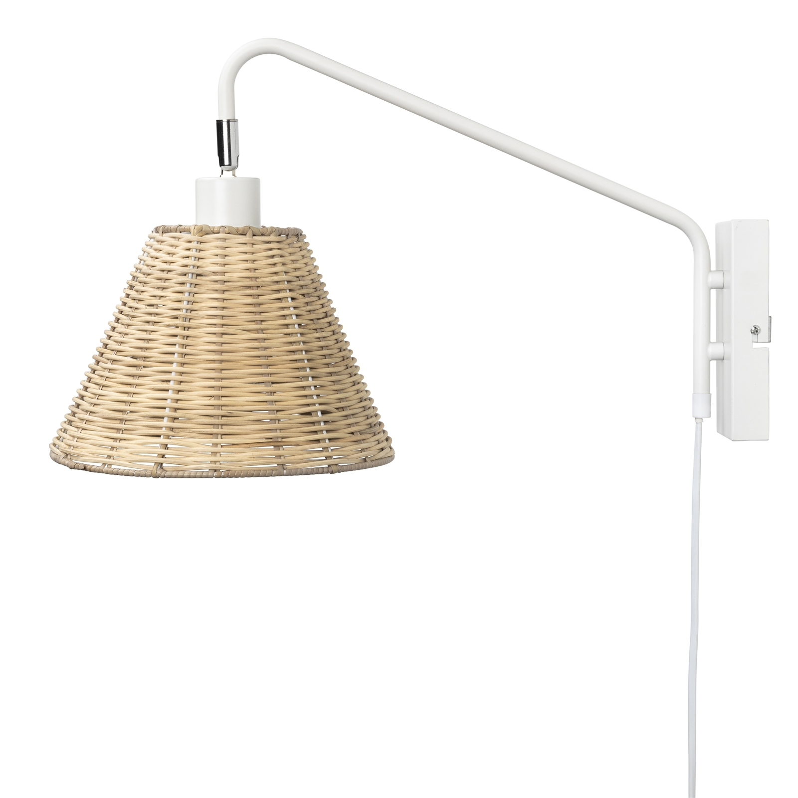 Brilliant Otway White DIY Plug in Wall Light with Natural Shade Bunnings Australia