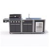 Coleman Revolution 4 Burner Kitchen With Sink And Fridge Module - Black Gloss