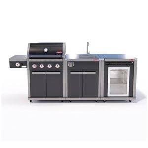 Coleman Revolution 4 Burner Kitchen With Sink And Fridge Module - Black Gloss