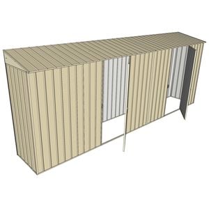 Build-a-Shed 0.8 x 5.2 x 2m Skillion Shed with Dual Single Hinged Side Doors - Cream