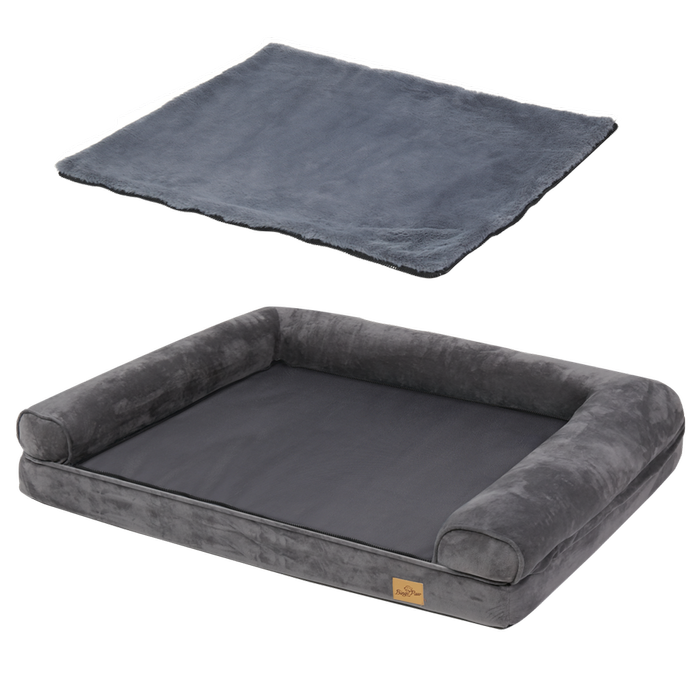 BingoPaw Elevated Orthopedic Dog Bed Pet Sofa with Headrest Washable Cover 120x90x20cm