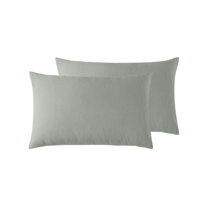 Vintage Design Homewares 48cm x 73cm Sage Green Set of 2 French Linen Standard Pillowcase
