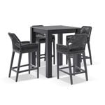 Hugo Ceramic Square Aluminium Bar Table with 4 x Hugo Rope Bar Stools Charcoal - Denim Grey