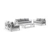 Kansas 3+2+1+1 Seater Lounge Set Coffee Table White & Olefin Cushions