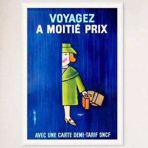 Galrie Voyagez A Moitie Prix SNCF - French Vintage Advertising Poster, White Frame, A3 30 x 42cm (12 x 16inch)