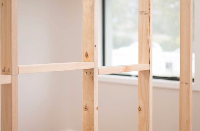  A partially constructed wooden stud wall 