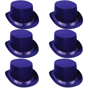 6x SATIN TOP HAT Costume Party Cap Fancy Dress Trilby Fedora One Size BULK Purple