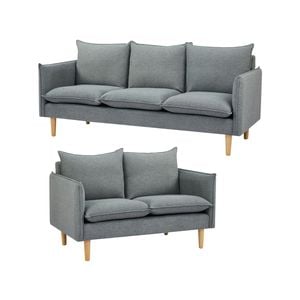 Sinatra 2 + 3 Seater Fabric Sofa Lounge Couch Dark Grey