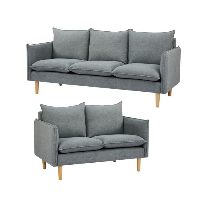 Sinatra 2 + 3 Seater Fabric Sofa Lounge Couch Dark Grey