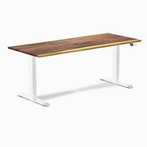 Desky Dual Sit To Stand Saman Hardwood Desk 180x75cm White Frame