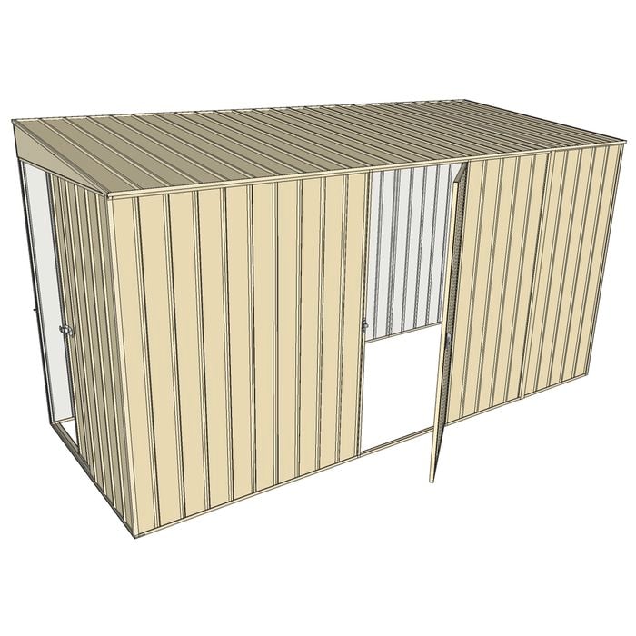 Build-a-Shed 1.5 x 3.7 x 2m Skillion Single Hinged Side Door Shed - Cream