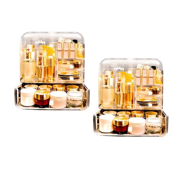 SOGA 2X Transparent Cosmetic Storage Box Clear Makeup