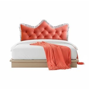 SOGA Home & Living Bundle – Pink Tufted Crown Pillow & Orange Acrylic Knitted Throw Blanket