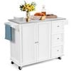 Costway Kitchen Trolley Cart Stainless Steel Rolling Serving Cart White