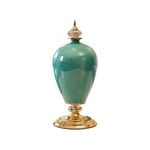 Soga 42.50cm Ceramic Oval Flower Vase With Gold Metal Base Green