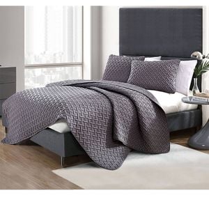 Ramesses 3 Piece Chic Embossed Comforter Set Charcoal King