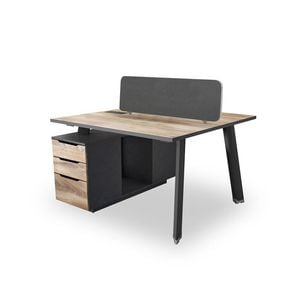 Modern Furniture ARTO Back to Back Workstation Desk 2 Cabinets 120cm Oak&Black