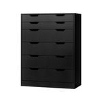 Oikiture 6 Chest of Drawers Tallboy Dresser Black