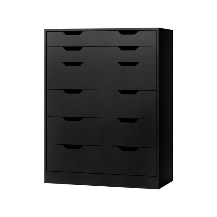 Oikiture 6 Chest of Drawers Tallboy Dresser Black