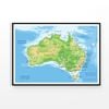 Australian Map Vector Print 100% Australian Made 120x90cm (Poster)