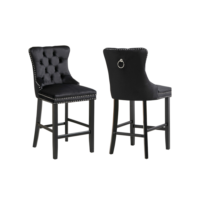 Elegant Collections Black French Bar Stool with Footrest