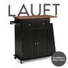 Lauft Black Rolling Kitchen Island Trolley | 2 Door Cabinet Mobile Cart