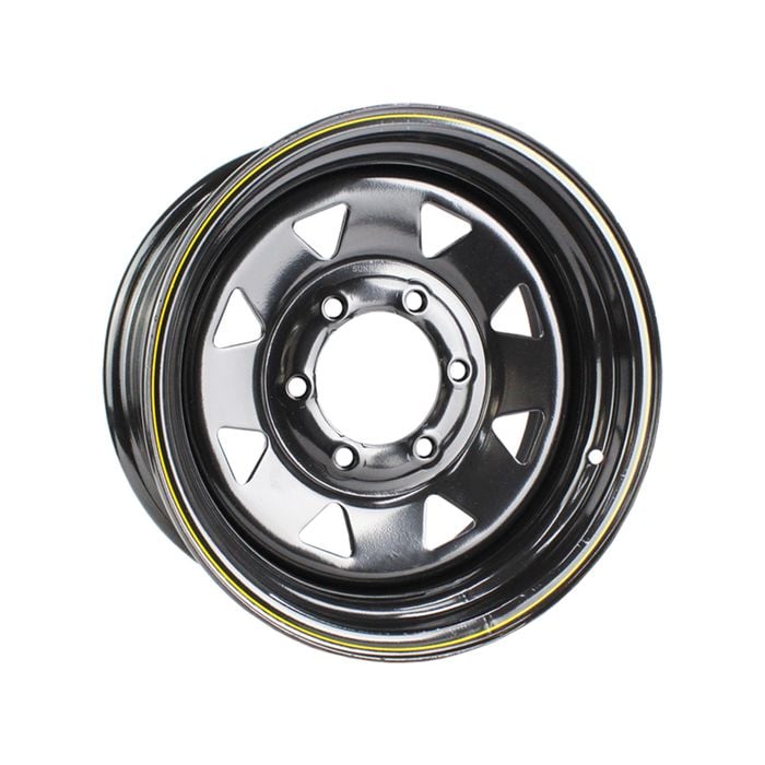 Sunrise Trailer 15" Sunraysia Steel Rim - Landcruiser 6 Stud, Black Powder Coated - Wrlc15pb