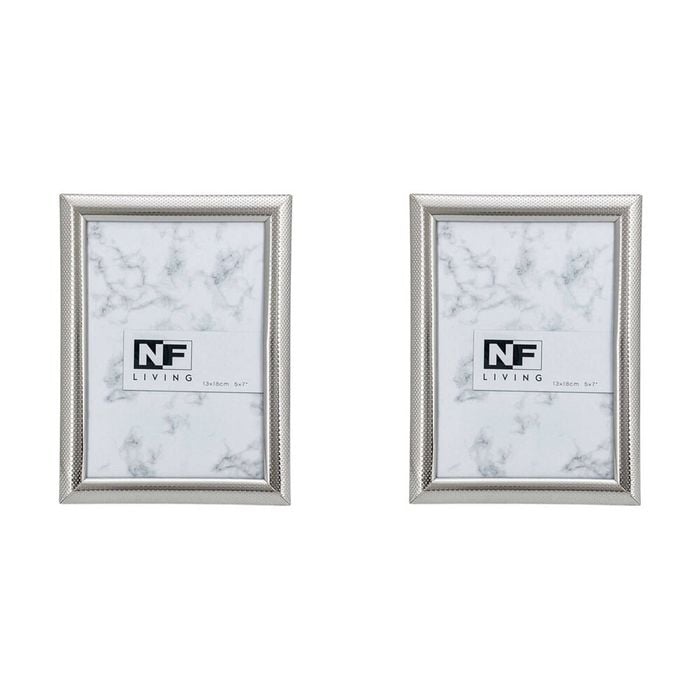 2PK NF Living Shine Bright Photo Frame 5x7 Modern Design Metal Silver