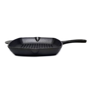 Classica 26cm Pre-Seasoned Cast Iron Grill Square - Black