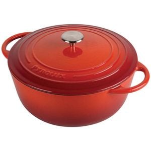 Pyrolux Pyrochef 26cm/5L Cast Iron Round Casserole w/ Lid Stovetop/Induction Red