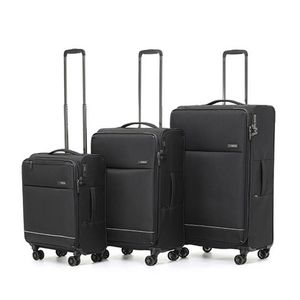 3pc Tosca So-Lite Travel Suitcase Checked/Carry On Trolley Luggage Set Black