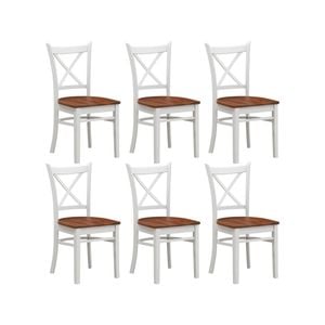 Lupin Dining Chair Set of 6 Crossback Solid Rubber Wood Furniture - White Oak