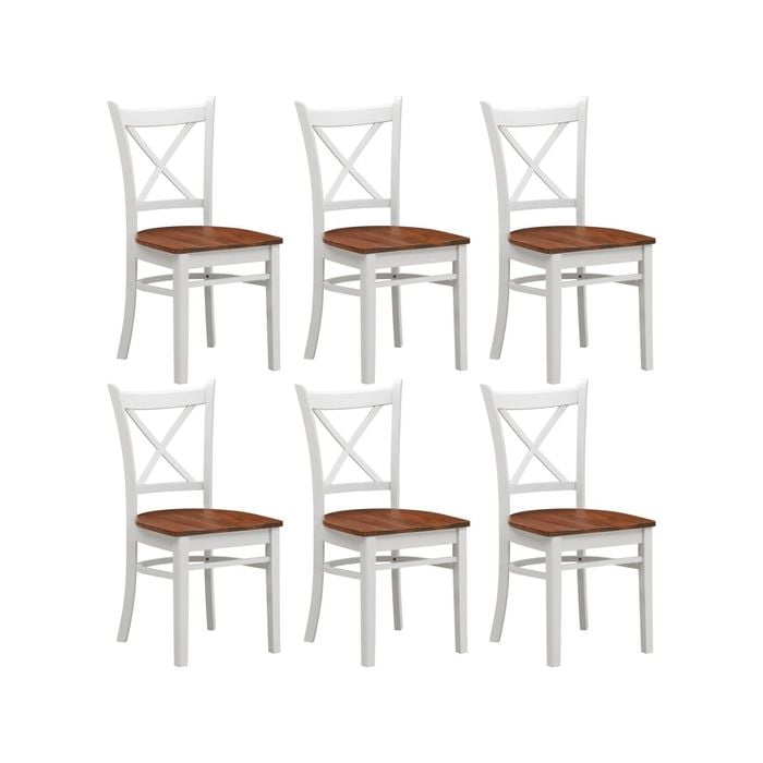 Lupin Dining Chair Set of 6 Crossback Solid Rubber Wood Furniture - White Oak