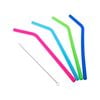 Appetito Set 4 Reusable Silicone Bent Drinking Straws + Cleaning Brush