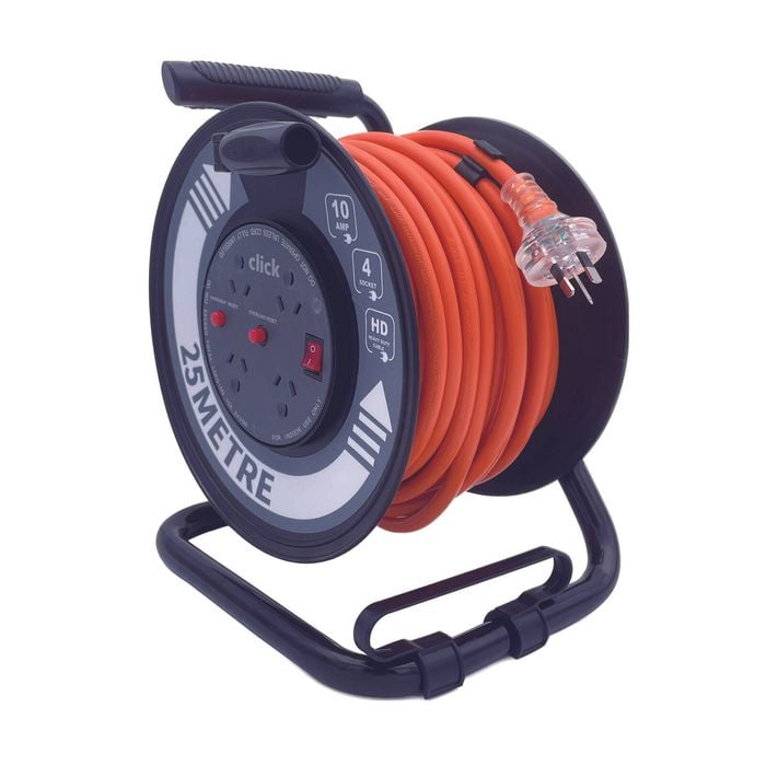 Click 25m Heavy Duty 4 Outlet Cable Reel