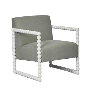 Belle Bobbin Oak Wood Armchair 78x81cm - White/Seafoam