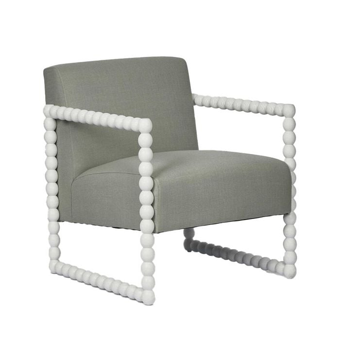 Belle Bobbin Oak Wood Armchair 78x81cm - White/Seafoam