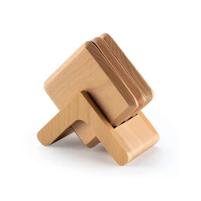 Anygleam Natural 6-Pc Wooden Coaster Set – Cup & Kitchen Accessories