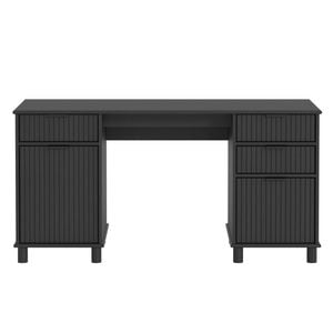 Sorrento Desk With Drawers - Woodgrain Black