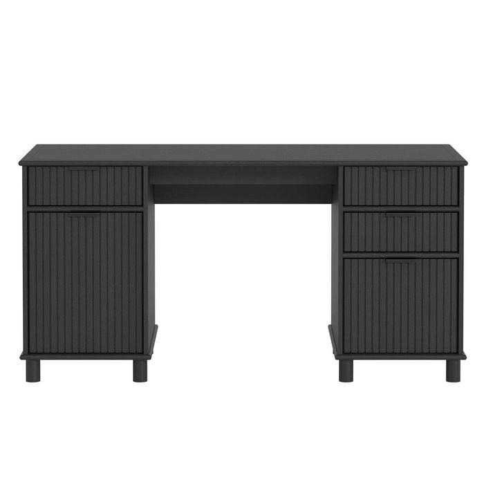 Sorrento Desk With Drawers - Woodgrain Black