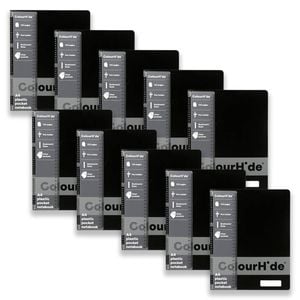 10x Colourhide Pp Writing Notebook W/ Ruler A4 School Stationery 120-pages Black