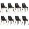 Oikiture Dining Chairs Kitchen Lounge Cafe Seat Retro PU Leather x8 Black