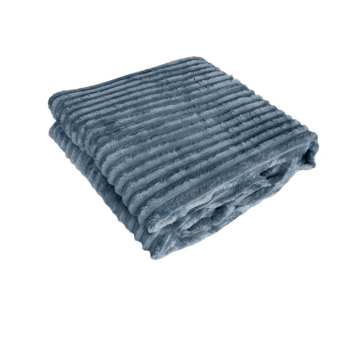 240GSM Corduroy Striped Throw Rug Charcoal - Bunnings Australia